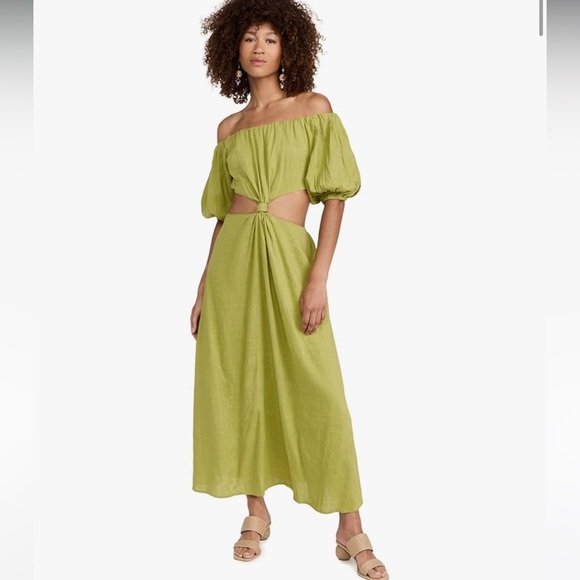 Moon River Off the Shoulder Lime Dress size small - Picture 1 of 2
